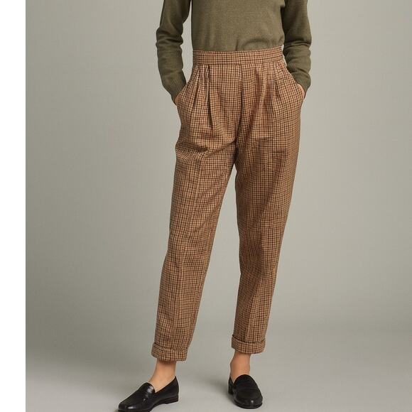 Vintage Laura Ashley Wool Plaid Cuffed Pants - Picture 1 of 8